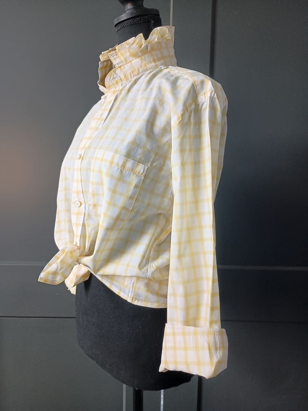 Upcycled Women's J Crew Ruffle Collar Shirt #110